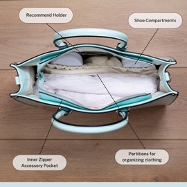 Stylish LDS Temple Travel Bag for Women – Large Capacity, Lightweight, Robin Egg Blue Tote with Shoe & Slipper Pockets, Valuables Zipper Pocket, Fits Most Temple Lockers