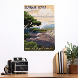 Lantern Press 12x18 Inch Metal Sign, Kilauea Iki Crater, Hawaii Volcanoes National Park