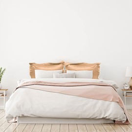 sourcing map 2 Pack Satin Pillowcase for Hair and Skin, Euro Sham Pillow Covers Soft Silky Oxford Pillow Cases with Envelope Closure Champagne Standard(51x66cm)