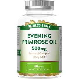 Evening Primrose Oil 500mg | High Strength Vegan Softgels | Source of Omega 6 and GLA | 60 Count | by Nature's Truth