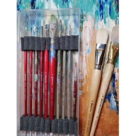 ArtBin KW903 Brush Box with Foam Inserts, Fine Art Portable Paint Brush Organizer, Plastic, Clear, 1.0 Count