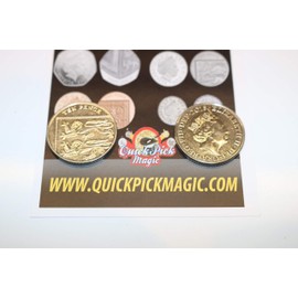 QUICK PICK MAGIC Double Sided Coin Pair - Heads on Both Sides + Tails on Both Sides 10p Version