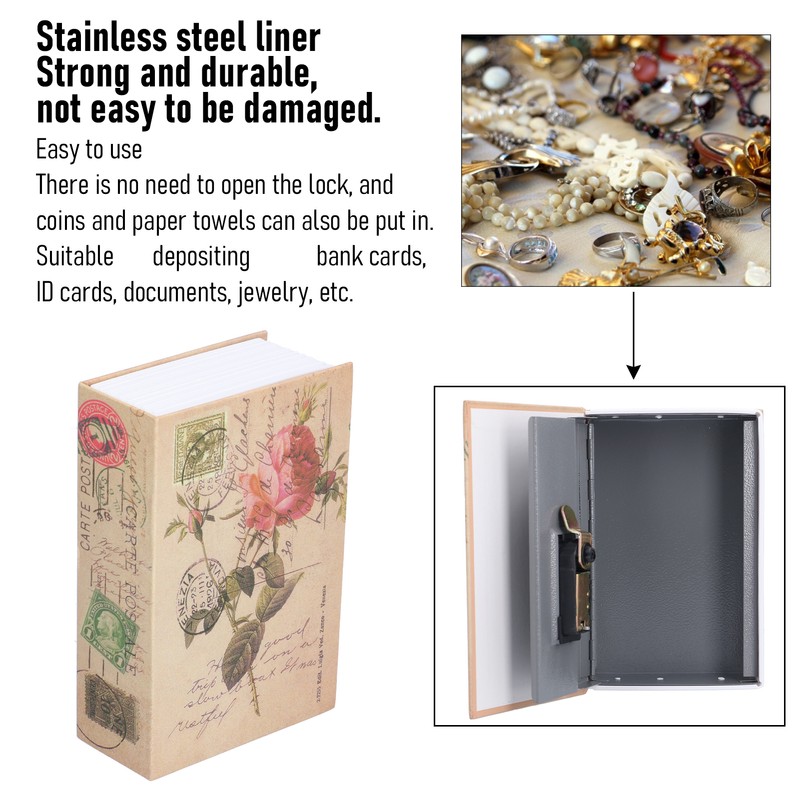 Mini Money Box with Stianless Steel Liner Simulation Book Shaped