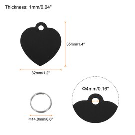uxcell Pet ID Tags, Metal Engraving Tags, Heart-Shape Dog ID Tag, Black Blank Tags with Key Rings for Pet Dog Cat, Stamping Pendant Decoration, 10 Pack