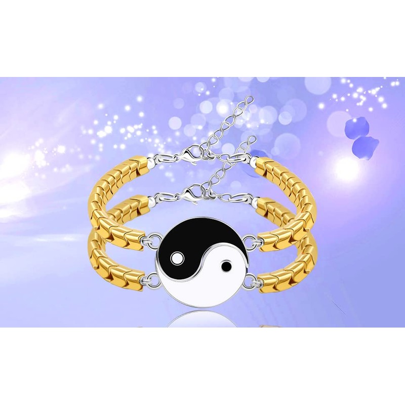 2 Yin Yang Bracelets Set for Couples - His and