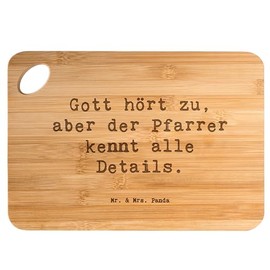 Mr. & Mrs. Panda Bambus - Schneidebrett Spruch Pfarrer Details - Geschenk, spirituelle Nähe, Trost, Schneidebrett Holz, Berufspassion, Hackbrett,