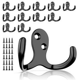 12 PCS Double Coat Hooks Hardware, Heavy Duty Hooks for Hanging Coats with 24 Pieces Screws, Mug Hooks, Hooks for Wall, Backpack Hooks, Robe Hooks, Hat Hook