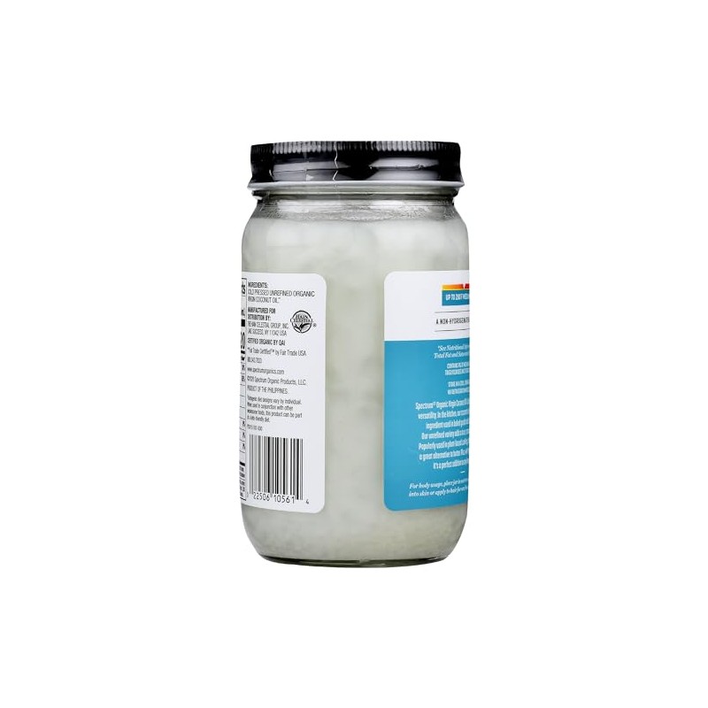 Aceite de coco virgen orgánico Spectrum, 14 onzas líquidas