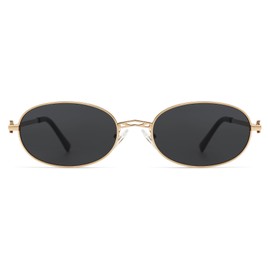 Appassal AP3662 - anteojos de sol ovaladas retro para mujeres y hombres, diseño moderno de los años 90, C1 Gold/Grey, Small