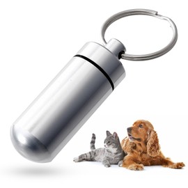 CROSSTALKER3 Cremation Key Holder for Pets, Memorial Keychain, Cremation Capsule, Silver