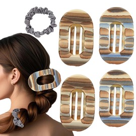 Flomiara 4 x Haarspangen für Damen, flache Klauenklammern zum Liegen, rutschfeste Clips, dick, für jeden Stil, feste Griffkraft, Klauen, Styling, leicht, niedlich, für Damen und Mädchen, gestreift