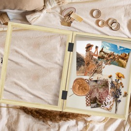 Muzilife 11x14 Shadow Box Picture Frame - 2.16" Interior Solid Wood & Glass Rectangle Display Case Ready to Hang Memory Box Baby Sports Memorabilia, Pins, Awards, Tickets, and Photos, Carbonized