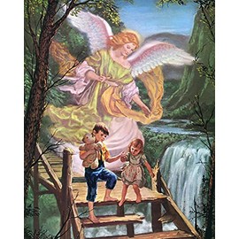 St. Jude Store Catholic print picture - Guardian Angel 11-8"" x 10"" ready to be framed, White
