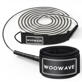 WOOWAVE Surfboard Leash Premium Surf Leash SUP Leg Rope Straight 6/7/8/9 feet for All Types of Surfboards (Clear Black Core, 7ft & 7mm)