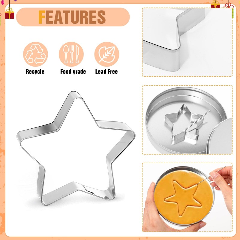 Honeydak 6 Pcs Stainless Steel Cookie Cutters, National Sugar Cookie