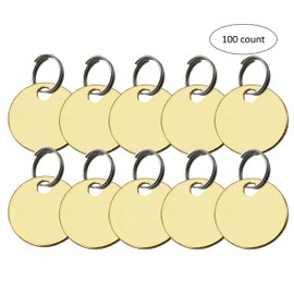 Lucky Line Solid Brass Round Tag - One Hole and 1-1/4 Inch Diameter, 100 Per Box (26012)
