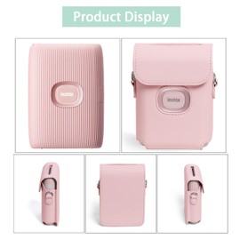 MUZIRI KINOKOO Mini Link 2 Case Compatible for Fuji Instax Link 2 Photo Printer PU Leather Protective Cover in Pink