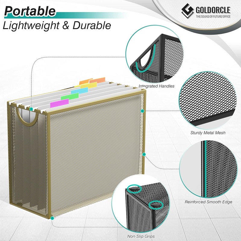 GoldOrcle Hanging File Organizer, Letter-size File Holder Filing Box with