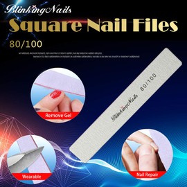 10Pcs Nail File 80/100 Grit Professional Nail Files and Buffers for Natural Nails, Double Sides Washable Block Disposable Nail Files for Nail Art DIY or Nail Manicure Salon
