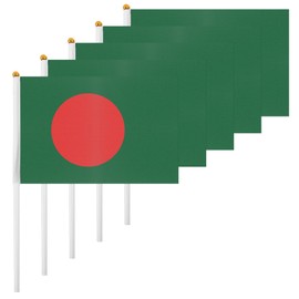 ASUNO 20 Pack Bangladesh Flags HandHeld Small Banners 14 × 21 cm Mini Bangladeshi Stick Flag Polyester for Party Decorations World Cup International Festival Events Indoor and Outdoor