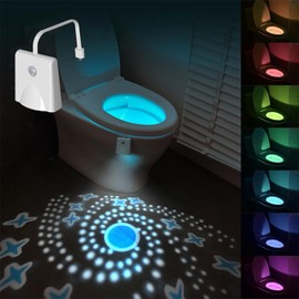 Toilet Light Motion Sensor, 16 Colors Changing Toilet Night Light with Star Projection Light, Rechargable Toilet Bowl Light LED Night Light for Bathroom, Funny Light for Women Men Teen Girls Boys