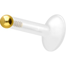 PIERCINGLINE PTFE Labret with Internal Thread, Titanium Ball Attachment, Piercing, Lip, Nose, Ear, Helix, Choice of Colours and Sizes, PTFE / titanium (grade 23)