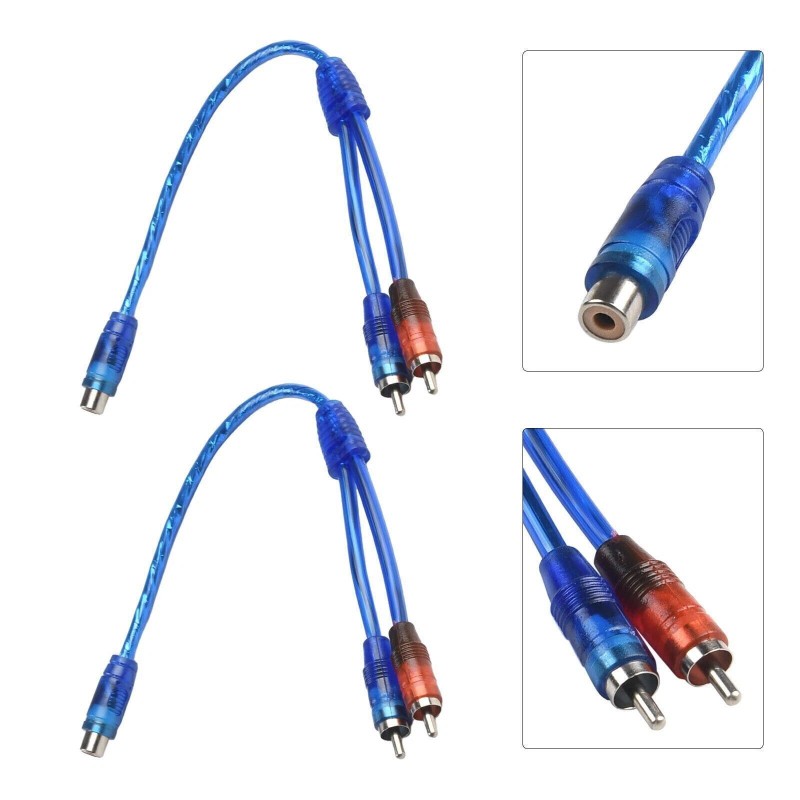 2pcs RCA Y Splitter Audio Jack Cable Adapter 1 Female