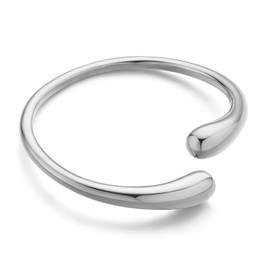 WOWORAMA Teardrop Cuff Bracelets for Women White Gold Plated Chunky Open Cuff Bangle Bracelets Adjustable Bypass Bracelet Polished Simple Silver Wrist Cuffs Bracelet