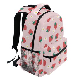 Wamika Pink Strawberry Backpack for Girls Cute Kawaii Kids School Backpacks Book Bag Daypack