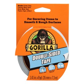 Gorilla Double-Sided Tape, 1.41" x 8 yd, Gray, (Pack of 1)