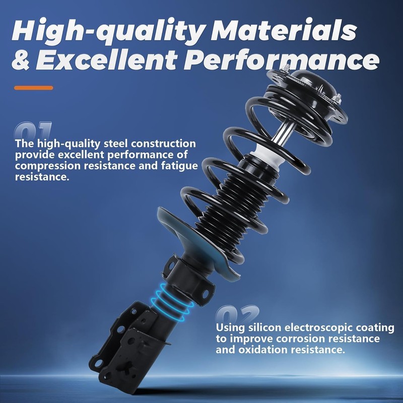 KUIPERAUTO 2PCS Front Pair of Complete Struts & Coil Springs