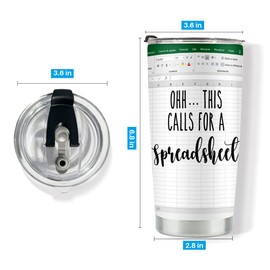 LONGXIN Accountant Gift Spreadsheet Tumbler, Stainless Steel Tumblers 20oz, Accountant Gifts for Women Men CPA Coworkers, Birthday Christmas Gift for Her, Ohh This Calls For A Spreadsheet Tumbler