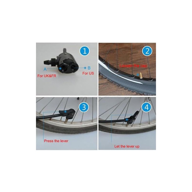 Gammaeon Bicycle Valve Adapter Set, Universal Dual Head for Floor