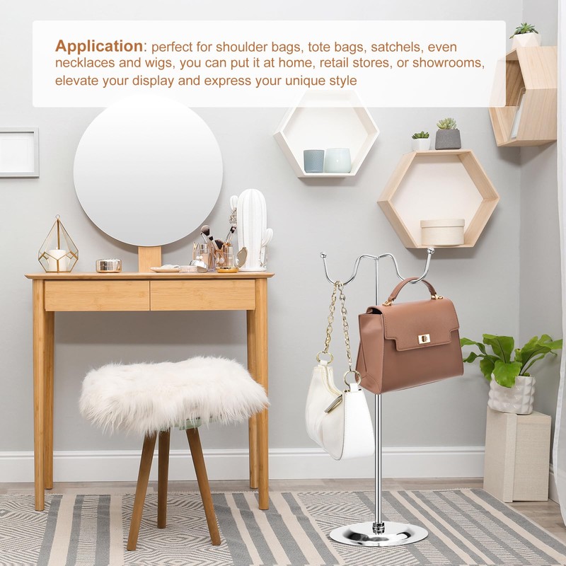 sourcing map Purse Display Stand 1Pack Adjustable Tabletop Double Hook