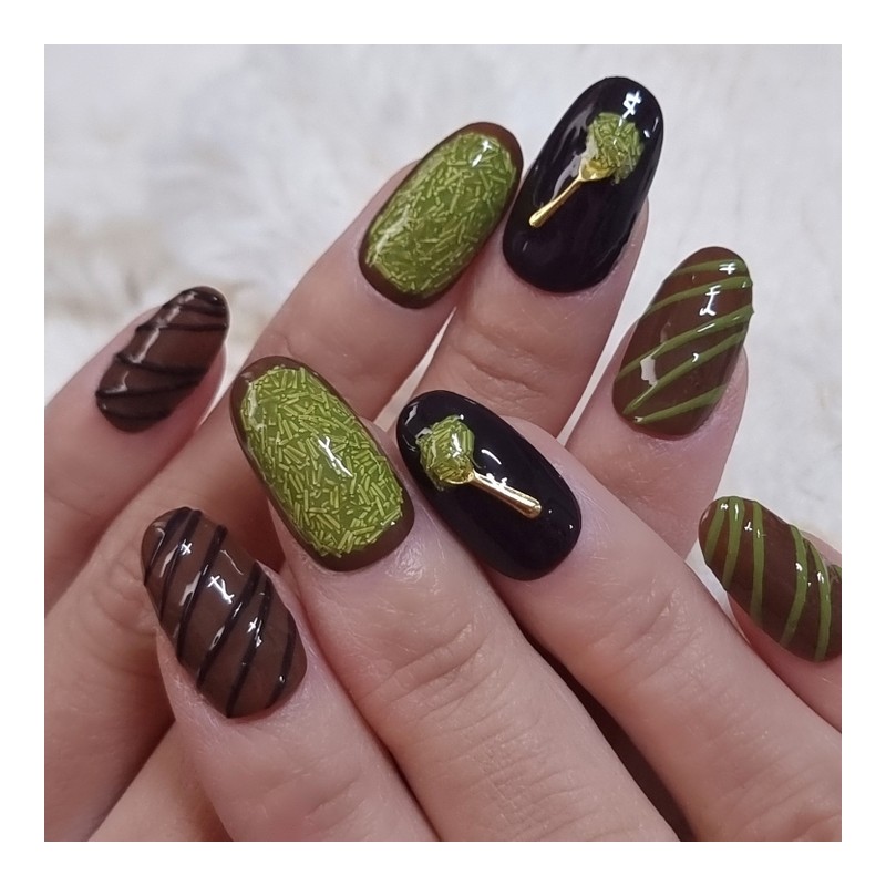 Dujjoni Bear handmade nail tip - Petit Round / 두쫀이