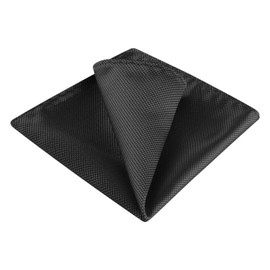 Allegra K Men's Plain Classic Small Grid Wedding Business Pocket Square Handkerchief, black