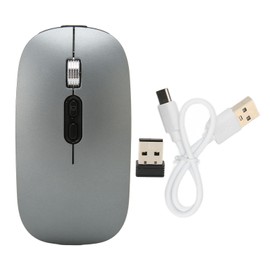 Bluetooth Mouse Silent Type C Charging 2.4G Wireless Mouse with Colorful Light for Macbook for Windows PC for Phone Dark Gray