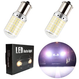 Aokyoung S25 LED Back Lamp, Single, White, Built-In Canceller, High Fla Prevention, Built-in Resistor, 1156 BA15S, P21W, Pin Angle, 180°, Reverse Light, Brake Lamp, Tail Light, Turn Signal, Universal