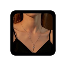 Inilbran Boho Sword Pendant Necklace Choker Silver Cross Necklace Chain Vintage Dagger Choker Necklace Minimalist Sword Cross Choker Necklace Jewelry for Women and Girls