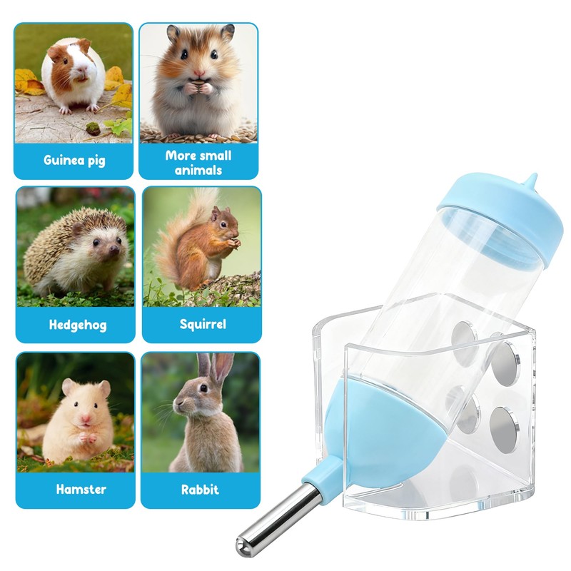 Magnetic Hamster Water Bottle Holder with Water Bottle, Adjustable Height