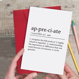 Ogeby Ogeby Cute Appreciate Definition Card, Funny Thank You Card for Him Her, Lovely Thankful Greeting Card for Teacher Boss