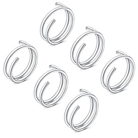 6pcs Double Hoop Nose Rings 20G 8mm Spiral Nose Ring for Single Piercing Stainless Steel Silver Black Rose Gold