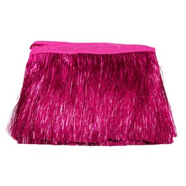 10 Yards 6 Inch Wide Metallic Fringe Trim Tinsel Fringe Tinsel Trim DIY Latin Dance Costume Clothing Accessories Shiny Tassel Lace Fringe Trimming Dance Tassels Trim (Pink)