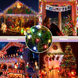 Toodour Solar Christmas Lights Outdoor, 2 Packs Total 144ft 400 LED Solar String Lights with 8 Mode, Outdoor Christmas String Light for Garden, Patio, Fence, Balcony, Xmas Tree Decor - Multicolor