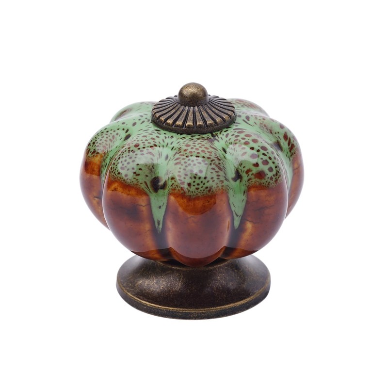 NAKUPENDA Ceramic Cabinet Knobs, Pack of 4 Vintage Pumpkin Ceramic