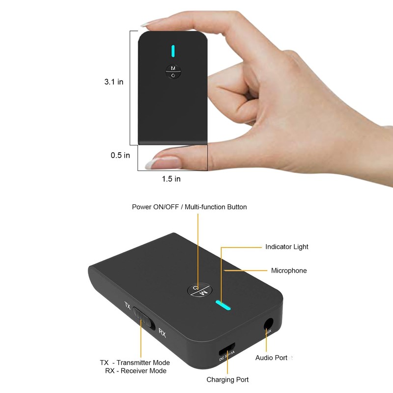 2-in-1 Bluetooth Transmitter Receiver Adapter, Skybess 3.5mm AUX Wireless Audio