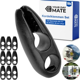 Cord Clips for Rubber Tensioners, Pack of 10, Black, Plastic, Cord Locks for Rubber Rope, Latex Band, Nylon Cord, Luggage Tensioner Stopper for Shield Attachment, Clamp Headpiece Tensioner Lashing