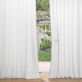 MIULEE Non-See-Through Privacy Linen Curtains 2 Panels, Light Filtering Window Curtains Farnhouse Textured Back Tab Semi Sheer Drapes for Bedroom Living Room, 52 x 84 Inches Long, Pure White