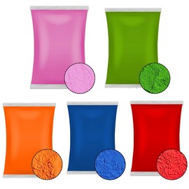 (Mix 5 bag_75gm) Holi Gulal Powder Water Soluble Natural Festival Photo Shoot Rangoli Colors Rainbow Powder Colorful Set Animals Baby Shower Wedding Summer Camps