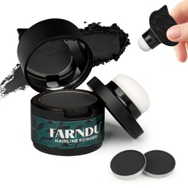 Farndu Hairline Powder, Hair Root Touch Up, Hair Color Powder, Hair Color Concealer | 24-Hour Stain-Proof, Includes 2 Replacements for Hair, Thinning Hairline, Hair Loss, Black